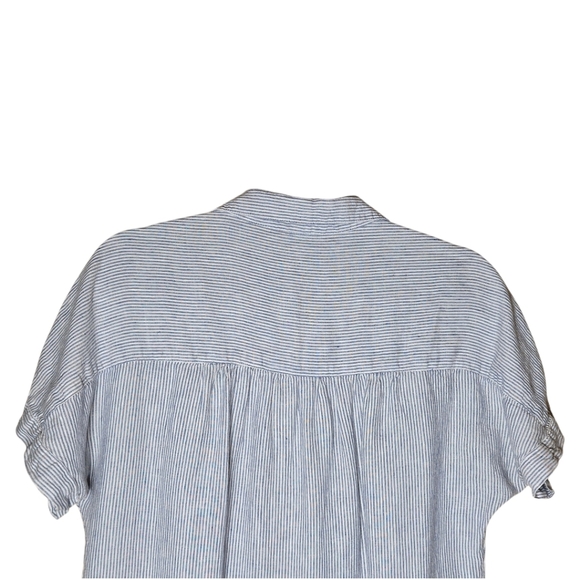 Tahari Pinstripe Linen Shirt Dress Sz Medium - Picture 7 of 8